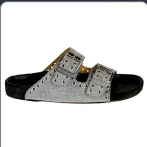 ISABEL MARANT 
Lennyo studded denim sandals. Size 39